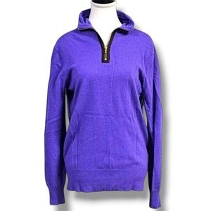 TORY BURCH | 100% CASHMERE MOCK NECK QUARTER ZIP PULLOVER SWEATER